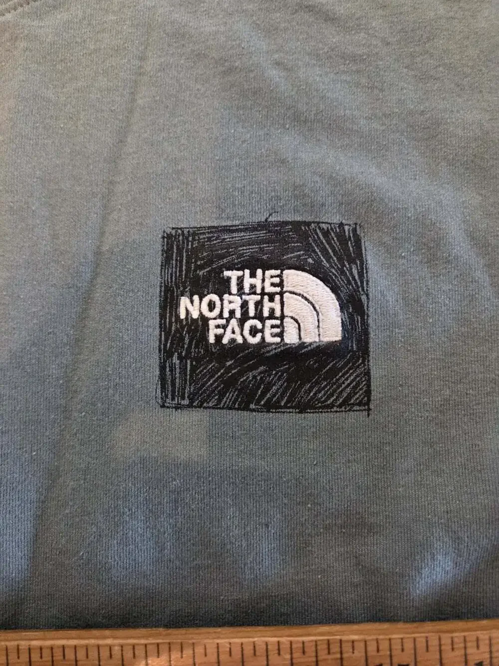 North Face Men's Long-Sleeve Logo Tshirt  grey/blue colorway bold mountain...